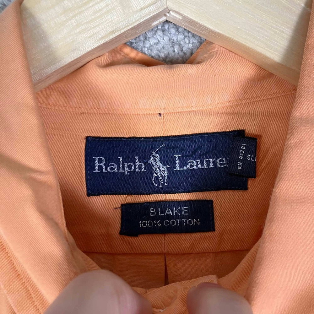 Vtg Ralph Lauren Button Down Shirt Lot 2 Mens M Orange Blaire Blake Long Sleeve - Picture 12 of 16